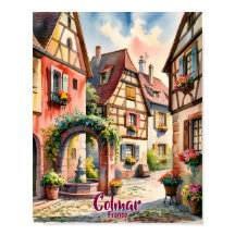 Colmar França Alsácia Aquarela Viagem Texto Person