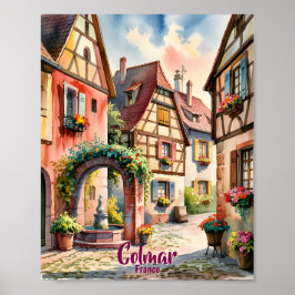 Poster Colmar France Alsace Watercolor Travel Custom Text