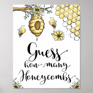 Poster Colmeia Floral Abelha Doce Abelha Adivinha