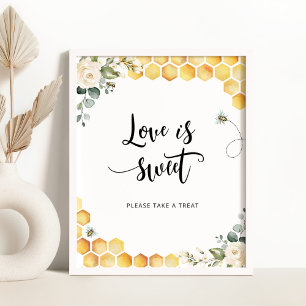 Poster Colmeias de abelhas em aquarela O amor é doce