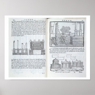 Póster Colocando fundações, de "Della Architettura", ba