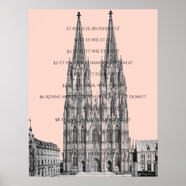 Poster Cologne Dome Cologne Köln Kölsches Grundgesetz (Frente)