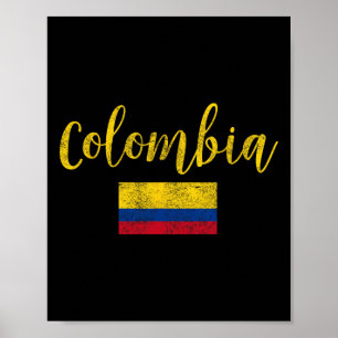 Poster Colômbia Bandeira Colombiana Vintage