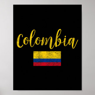 Poster Colômbia Bandeira Colombiana Vintage
