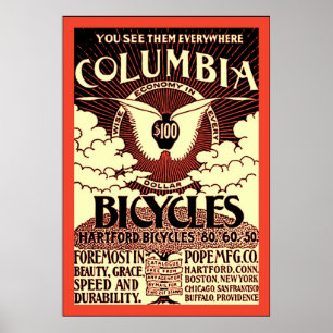 Póster Colômbia Bicycles a propaganda da bicicleta do