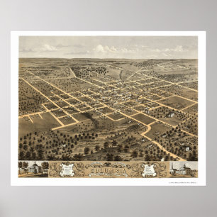 Póster Colômbia, mapa panorâmico do MO - 1869