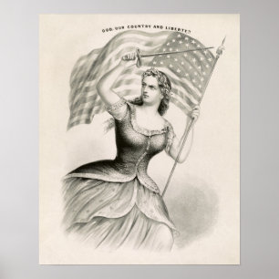 Póster Colômbia, o personification fêmea dos EUA