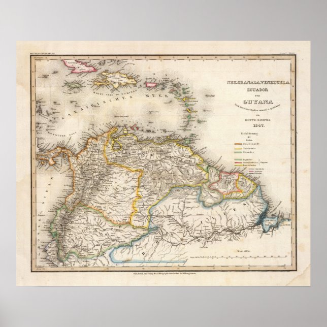 Poster Colômbia, Venezuela, América do Sul (Frente)