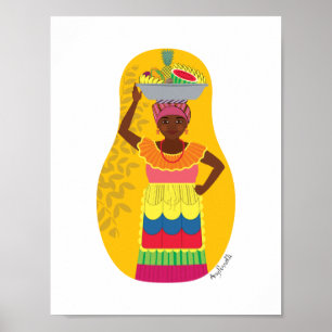 Poster Colombiana, Palenquera de Cartagena Boneca Russa P