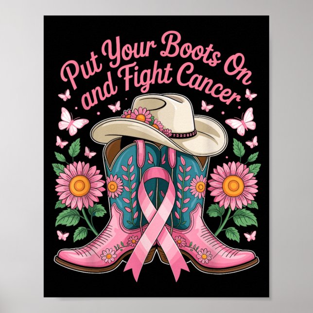 Poster Coloque Botas e Combata o Câncer - Câncer de Mama (Frente)