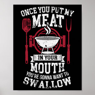 Poster Coloque Minha Carne Em Seu Churrasco Sarcástico En