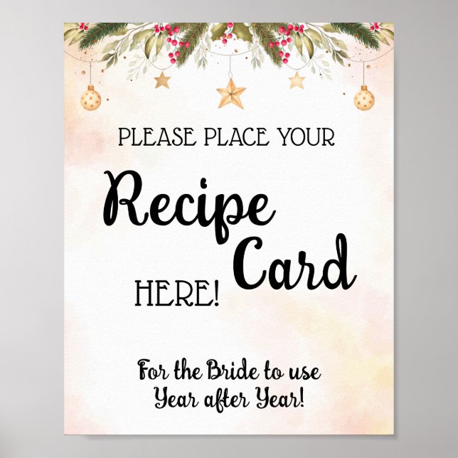 Poster Coloque o cartão de receita Natal Chá de Noiva  Ca (Frente)