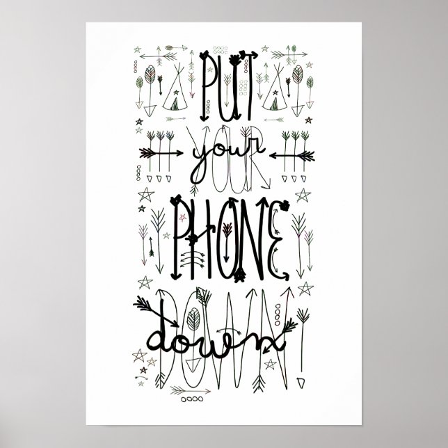 Póster Coloque Seu Telefone Para Baixo (Dica Arco-Íris) (Frente)