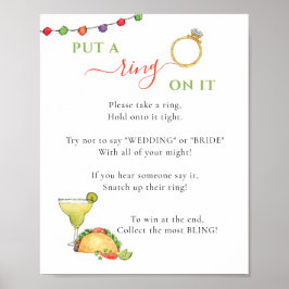 Poster Coloque um anel nisso Tema de Taco Jogo de chá de