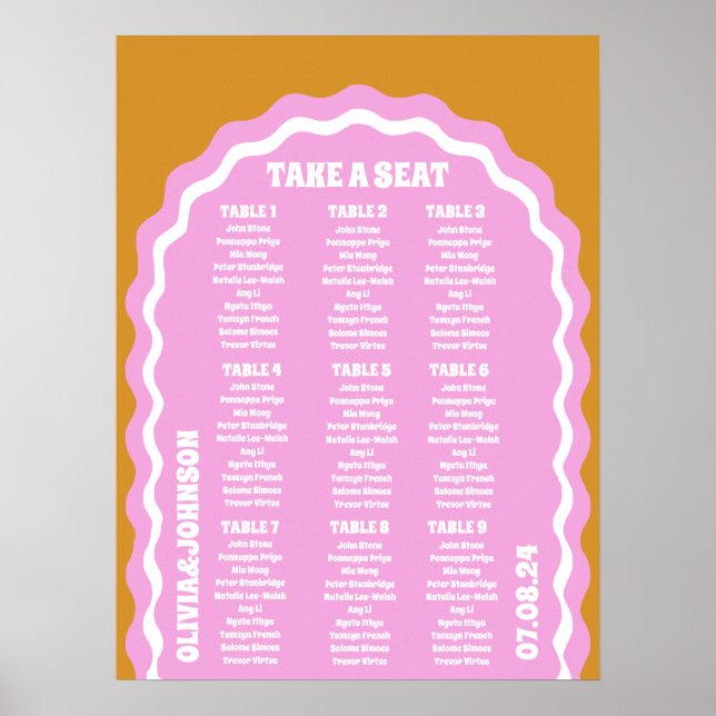 Poster Coloque um assento no estilo de arco ondulado amar (Frente)