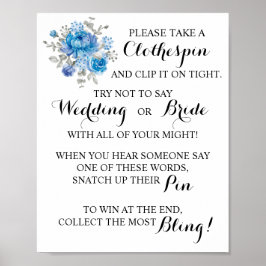 Poster Coloque um sinal de Chá de panela Clothespin