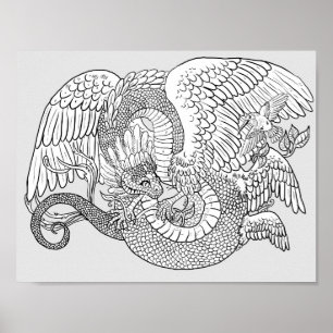 Poster Color your Own Quetzacoatl