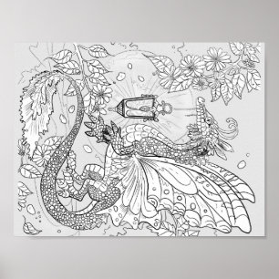 Poster Colora seu próprio dragão do país das fadas do