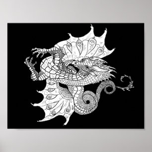 Poster Colora sua própria linha dragão da arte