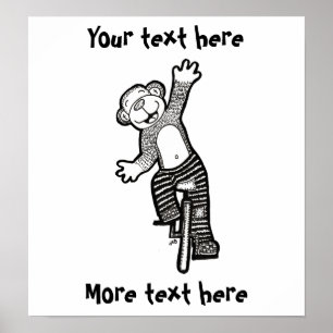 Póster Colorable Unicycle Monkey