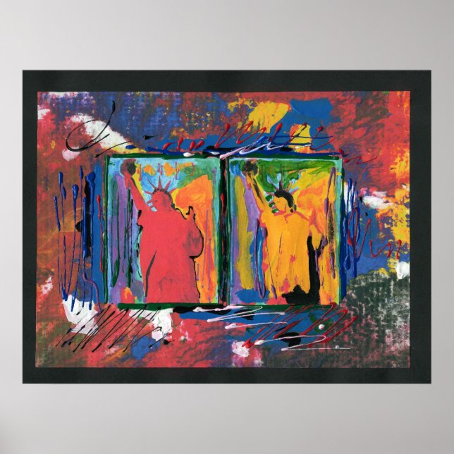 Poster Coloração aquosa moderna 2 Estátua da liberdade (Frente)