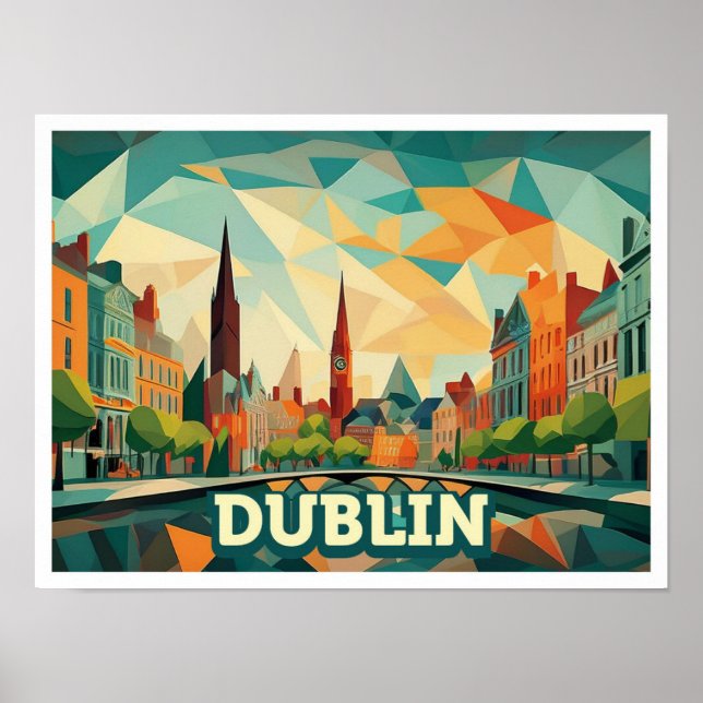 Poster Coloração artística Viagem da Irlanda de Dublin (Frente)