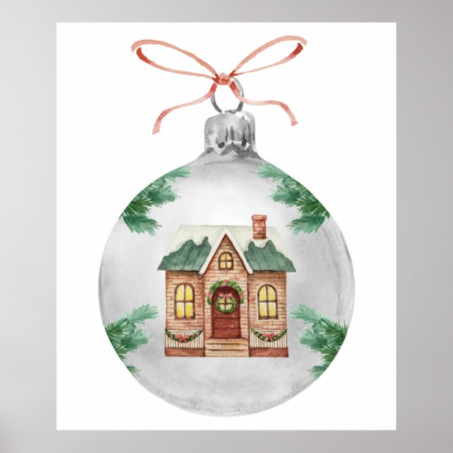 Poster Coloração d'água da casa do natal do enfeites de n (Frente)