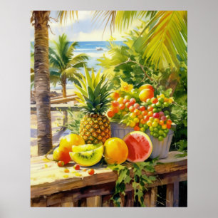 Poster Coloração d'água do Paraíso das Frutas Tropicais