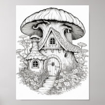 Coloração de Adultos de Casas de Fada Mágica