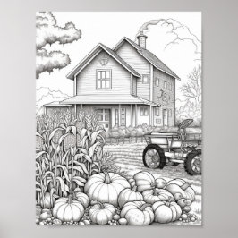 Poster Coloração de Adultos de outono/outono