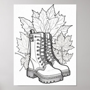 Poster Coloração de Adultos de outono/outono