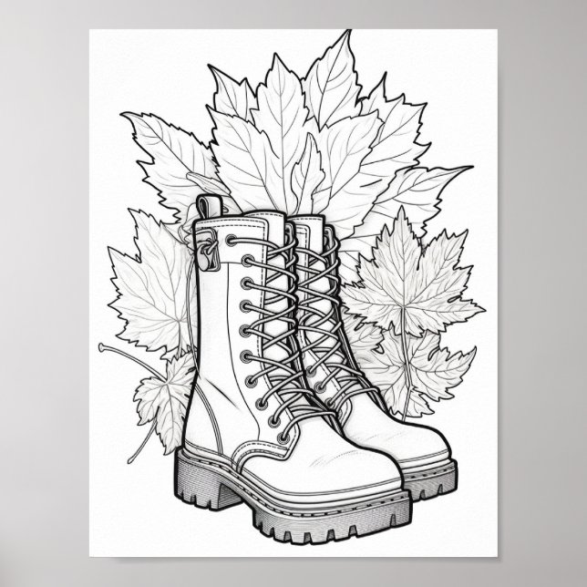 Poster Coloração de Adultos de outono/outono (Frente)