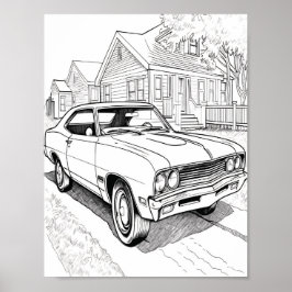 Poster Coloração de Adultos Musculares Americanos