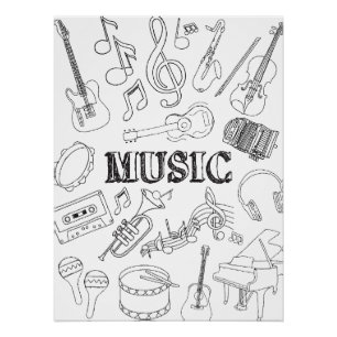 Póster Coloração de Arte Musical do Professor de Música E