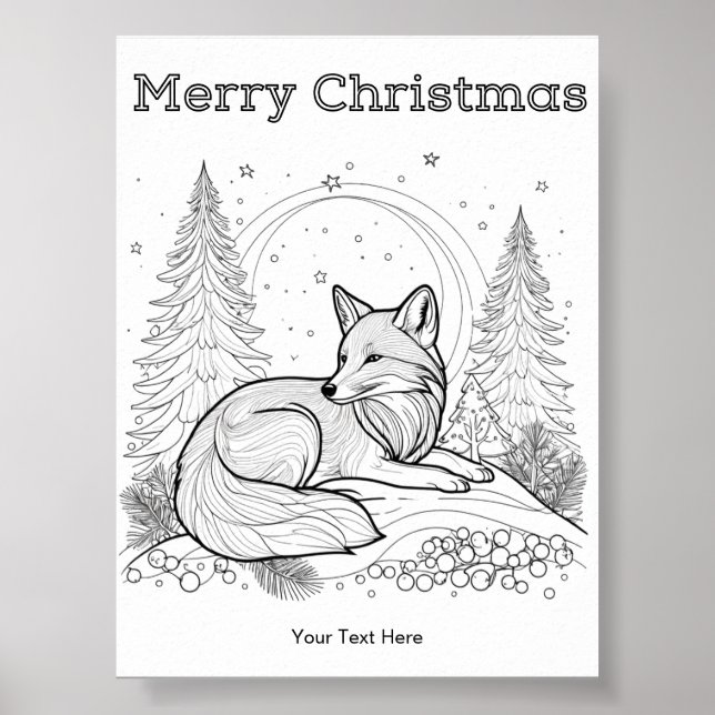 Poster Coloração de Natal da Raposa Vermelha da Vida Selv (Frente)