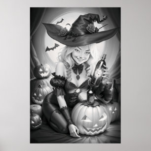 Poster Coloração de Witchy Halloween