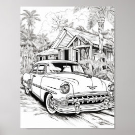 Poster Coloração do adulto Clássico do Carro