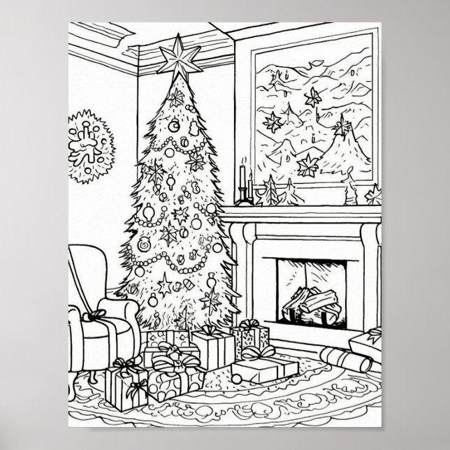 Poster Coloração do Adulto da Árvore de Natal (Frente)