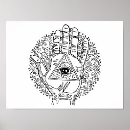 Poster Coloração do adulto Mau de mão Hamsa