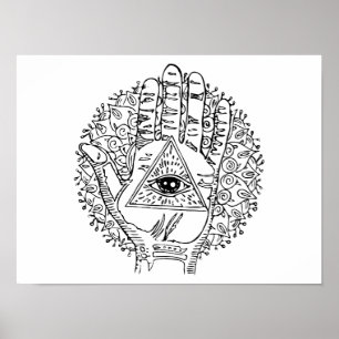 Poster Coloração do adulto Mau de mão Hamsa