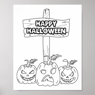 Poster Coloração Do Dia Das Bruxas E Sua Própria Pintura