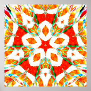 Poster Coloração do padrão simétrico colorido, azulejo ce