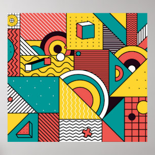 Poster Coloração geométrica: padrão abstrato.