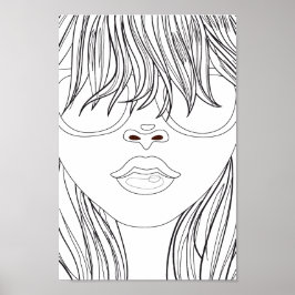 Poster Coloração Page Beach Girl