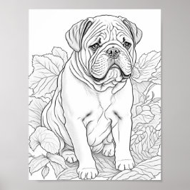 Poster Coloração para Adultos do Buldogue Inglês