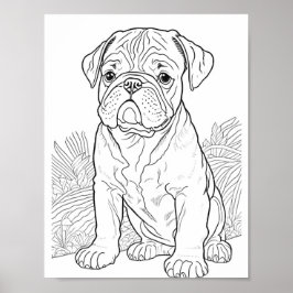 Poster Coloração para Adultos do Buldogue Inglês