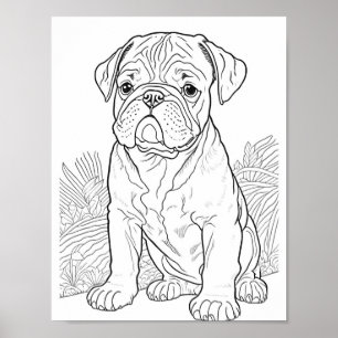 Poster Coloração para Adultos do Buldogue Inglês