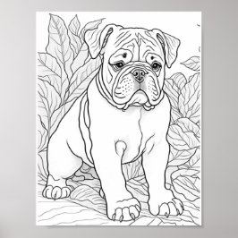 Poster Coloração para Adultos do Buldogue Inglês