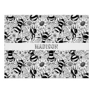 Póster Coloração personalizada de padrão ilustrado de abe