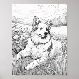 Poster Coloração Realista de Adultos de Cão